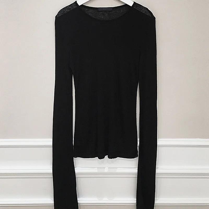 Shintimes T-Shirt à manches longues pour femmes, Sexy, Slim, élasticité de base, Style coréen