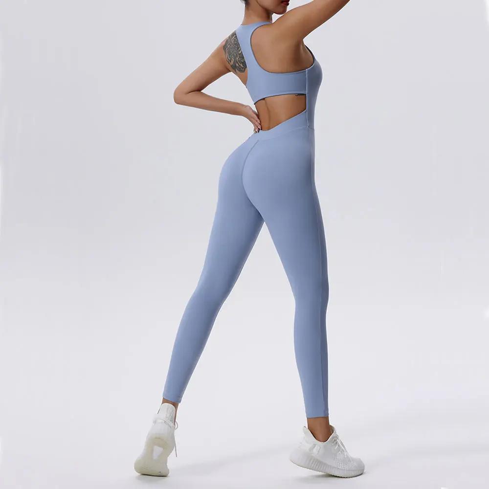 Ensemble de yoga à fermeture éclair pour femme, combinaisons de yoga, barboteuses de batterie d'entr