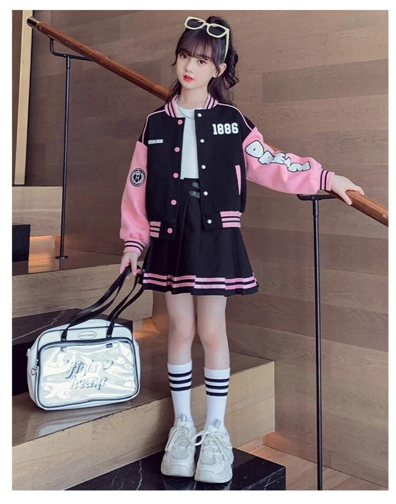 Ensembles de vêtements de mode pour filles, costume de sport de Baseball pour enfants, veste pour en