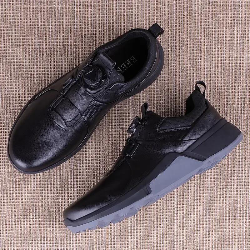 Chaussures d'entraînement de golf en cuir noir pour hommes, chaussures de sport et de loisirs, laçag