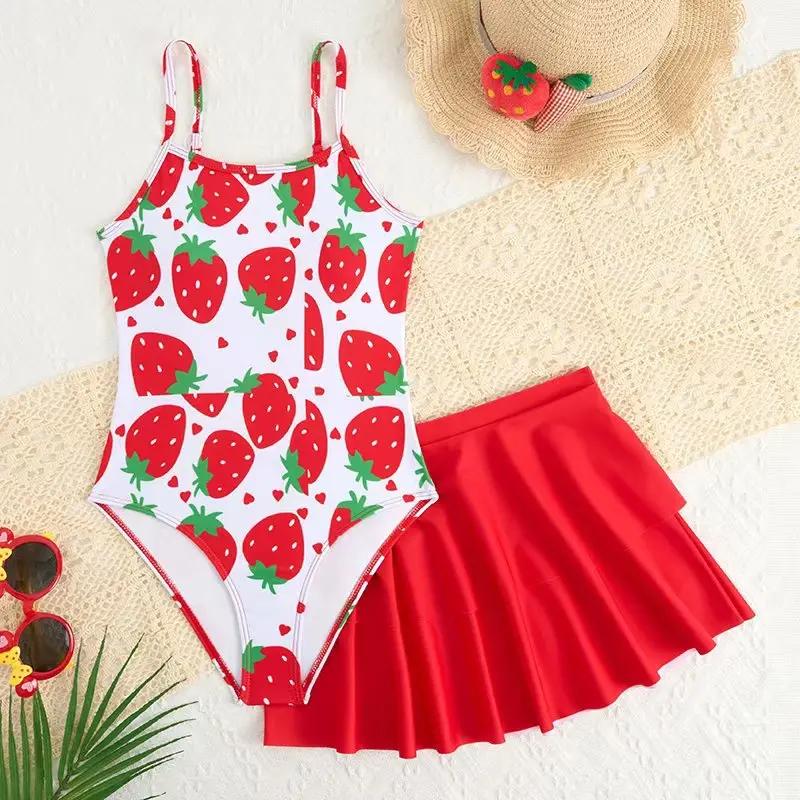 Maillot de bain imprimé une pièce pour filles 2026, maillot de bain et jupe de plage pour enfants, t
