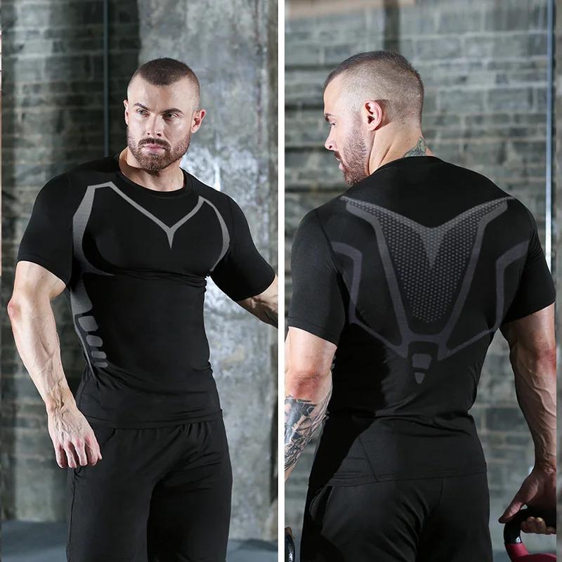 T-shirts de Compression pour hommes, maillot de football à séchage rapide, vêtements de Sport serrés