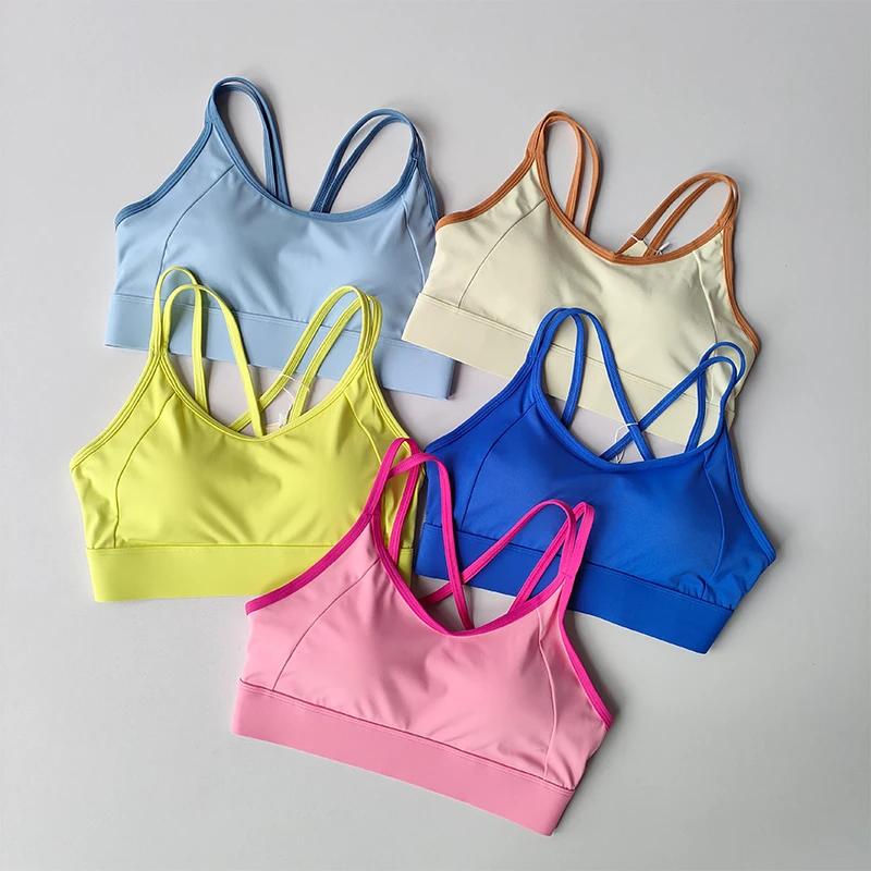 Femmes Sport soutien-gorge haut Push Up Fitness fixe avec coussinet Yoga soutien-gorge sous-vêtement