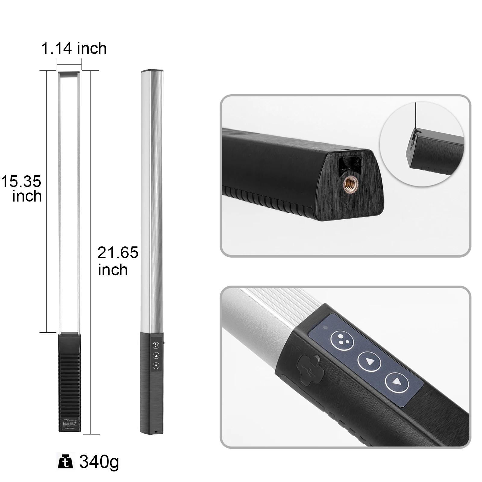 LUXCEO Q508A Tube vidéo RGB portatif bâton LED 3000K-6000K CRI 95 + Studio de photographie baguette