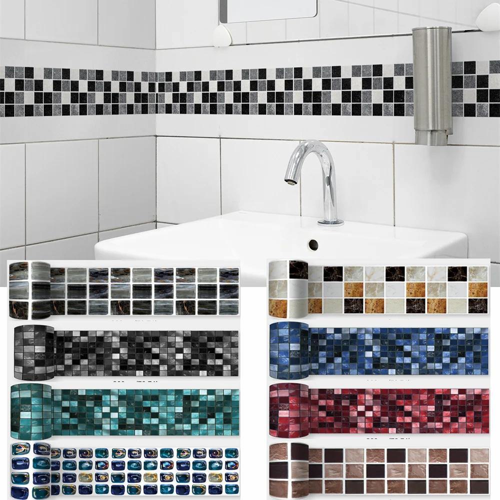 Mosaïque salle de bain taille ligne Stickers muraux imperméable Peel & Stick Art dosseret cuisine bu