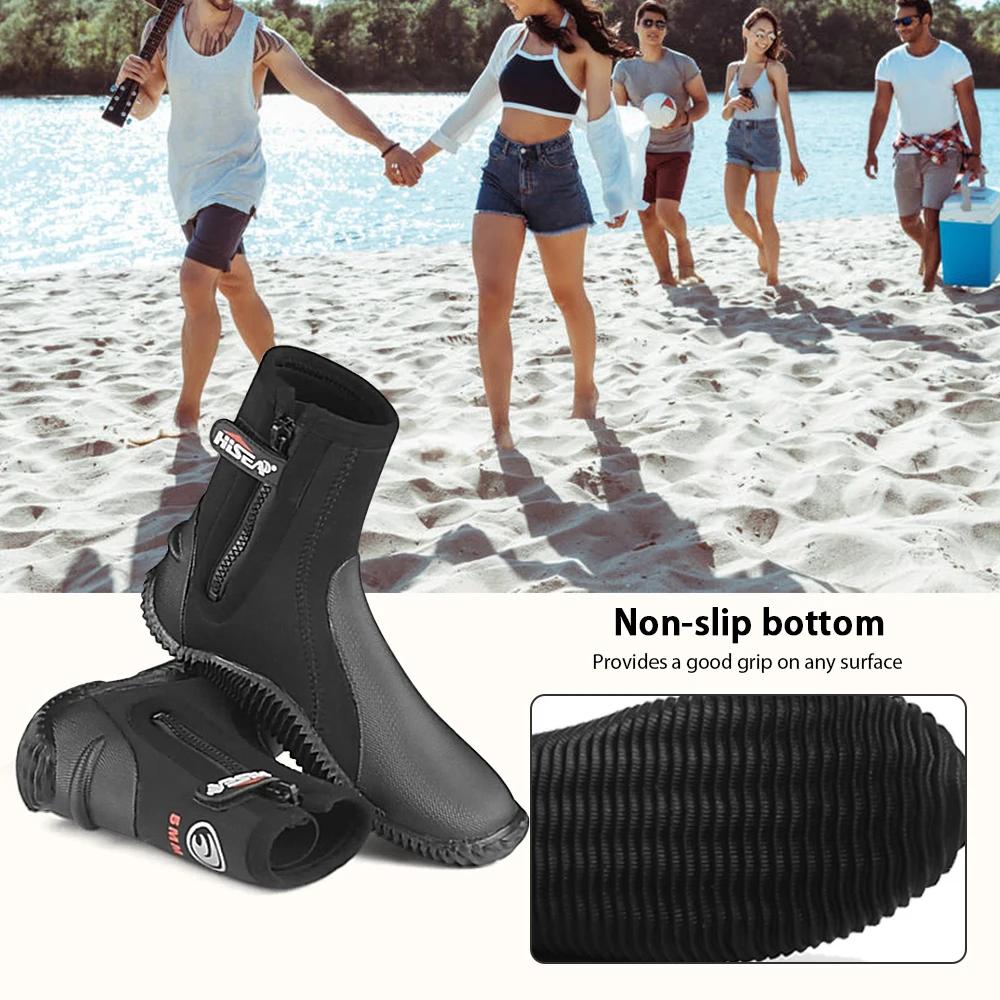 Bottes de plongée en néoprène 5mm, bottes de combinaison avec fermeture éclair latérale pour hommes