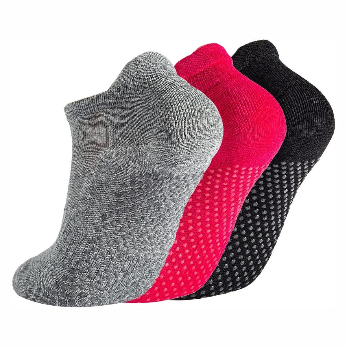 Chaussettes de Yoga Antidérapantes Femme - 3 Paires Confortables pour Pilates et Fitness