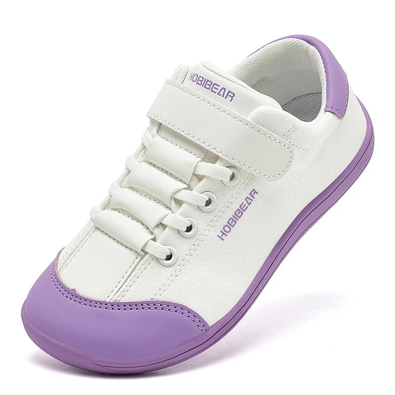 HOBIBEAR enfants chaussures pieds nus bout large zéro chute marche minimaliste Sneaker en cuir artif