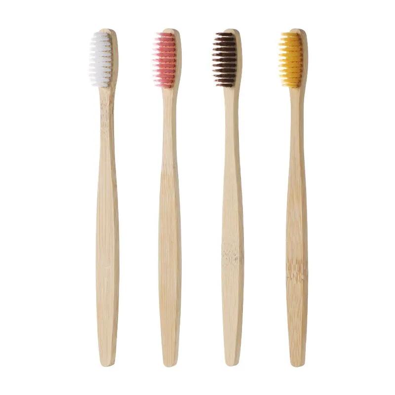 Ensemble de brosses à dents en bambou enveloppées en peau de vache, brosse à dents en bambou, nature