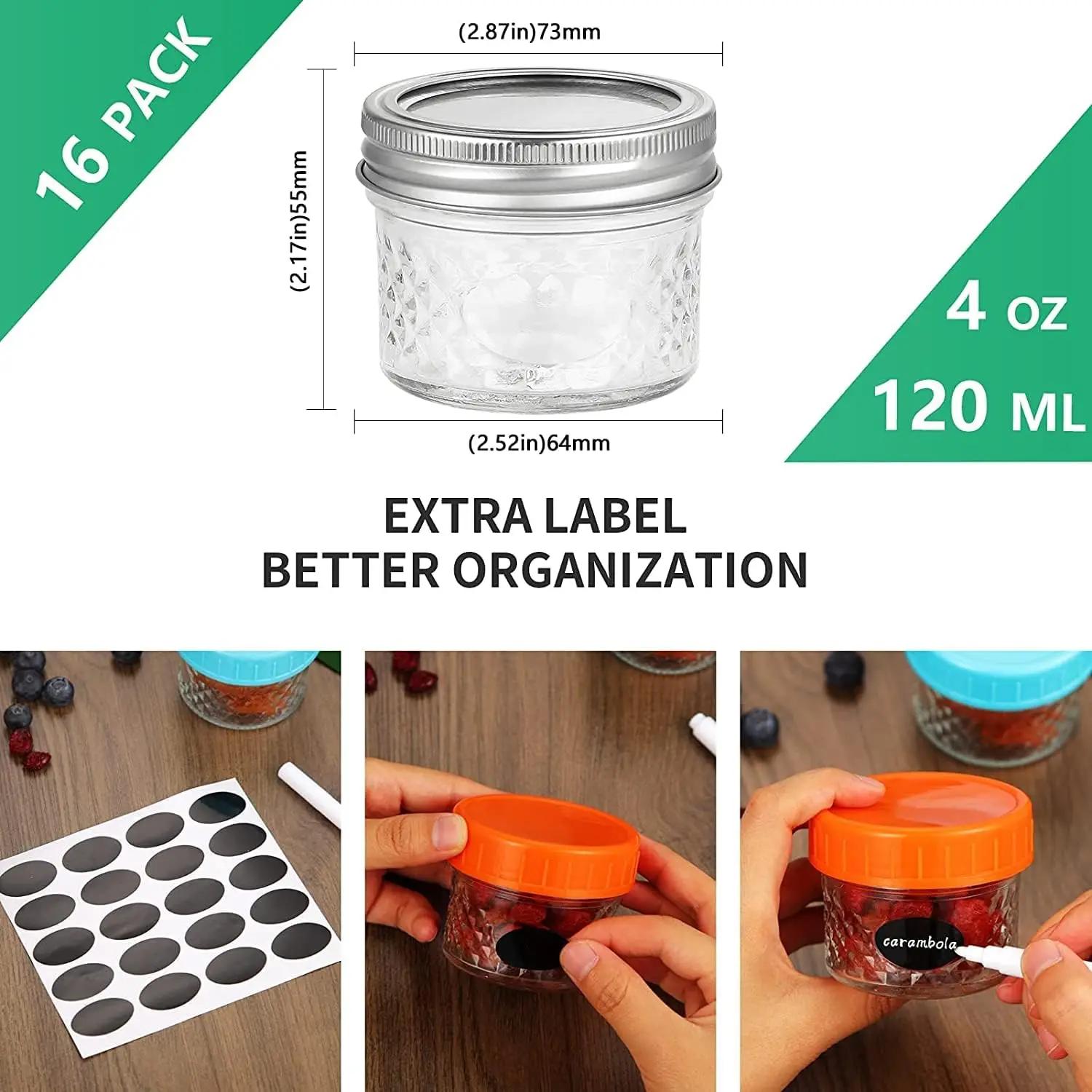 Petits pots à épices en verre, mini pots Mason, pots à MSI de 120ml, 4oz, avec veds réguliers, pour