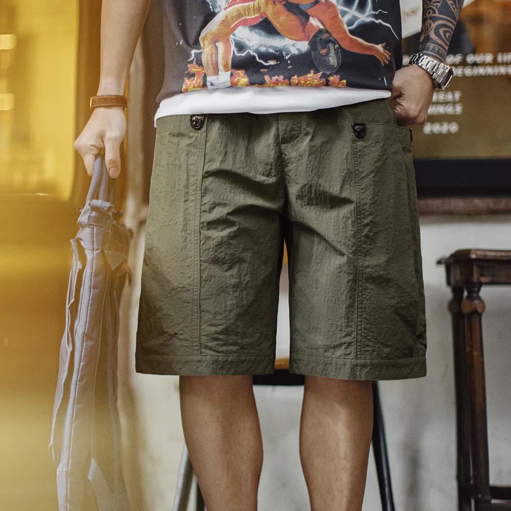 Maden – short vert décontracté avec poches pour hommes, léger, tissé, jambes droites, taille élastiq
