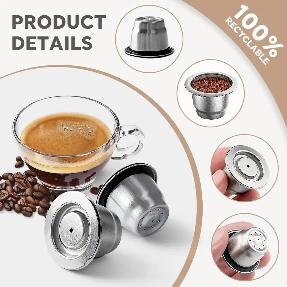 Pour Nespresso Capsule de café réutilisable en acier inoxydable riche Crema expresso filtres recharg