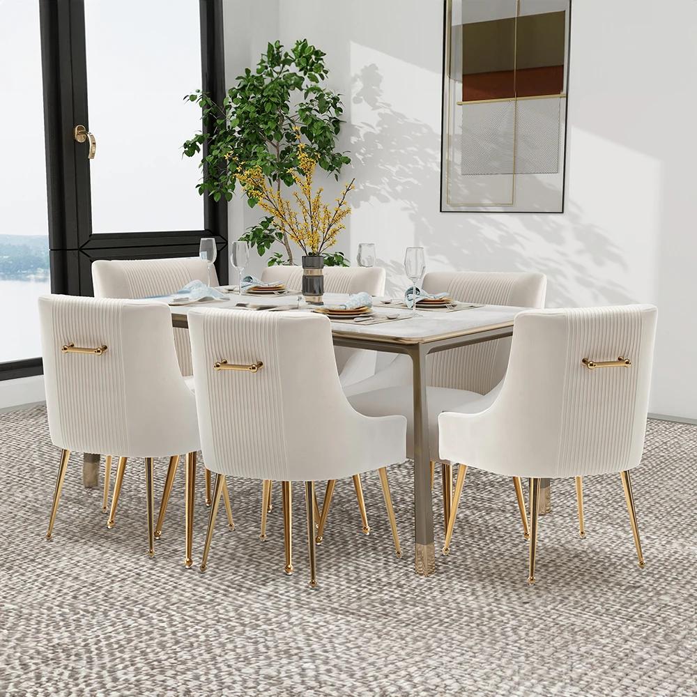 SEYNAR-Chaises de Salle à Manger en Velours Modernes, Chaise d'Accent Latérale Plissée en Tonneau, p