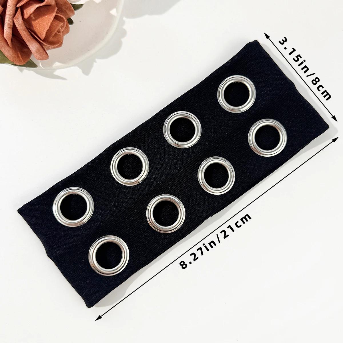 Bandeau extensible métallique ajouré style hip-hop punk pour hommes et femmes, bandeau foncé pour fe