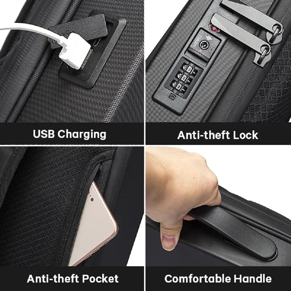 Sac à dos pour ordinateur portable 15.6 pouces, sac à dos de voyage extensible, antivol, serrure TSA