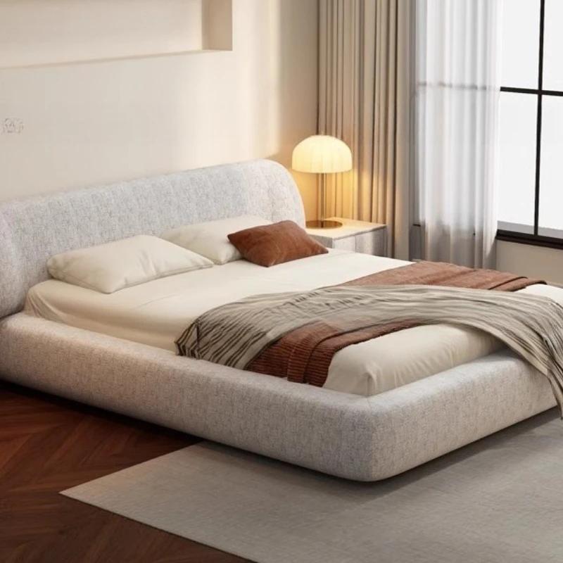 Mariage lits confortables esthétique Double rangement européen lits modernes crème concepteur minima