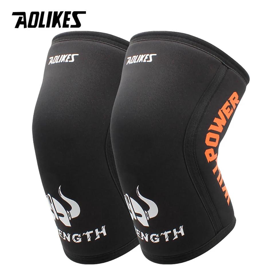 AOLIKES 1 paire 7mm néoprène sport genouillères Compression haltérophilie pressurisé Crossfit entraî
