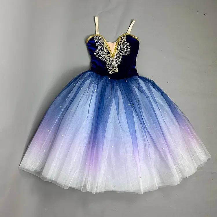 Tutu professionnel long romantique tutu fleur jarretelle ballet cygne lac ballet dames enfants fille