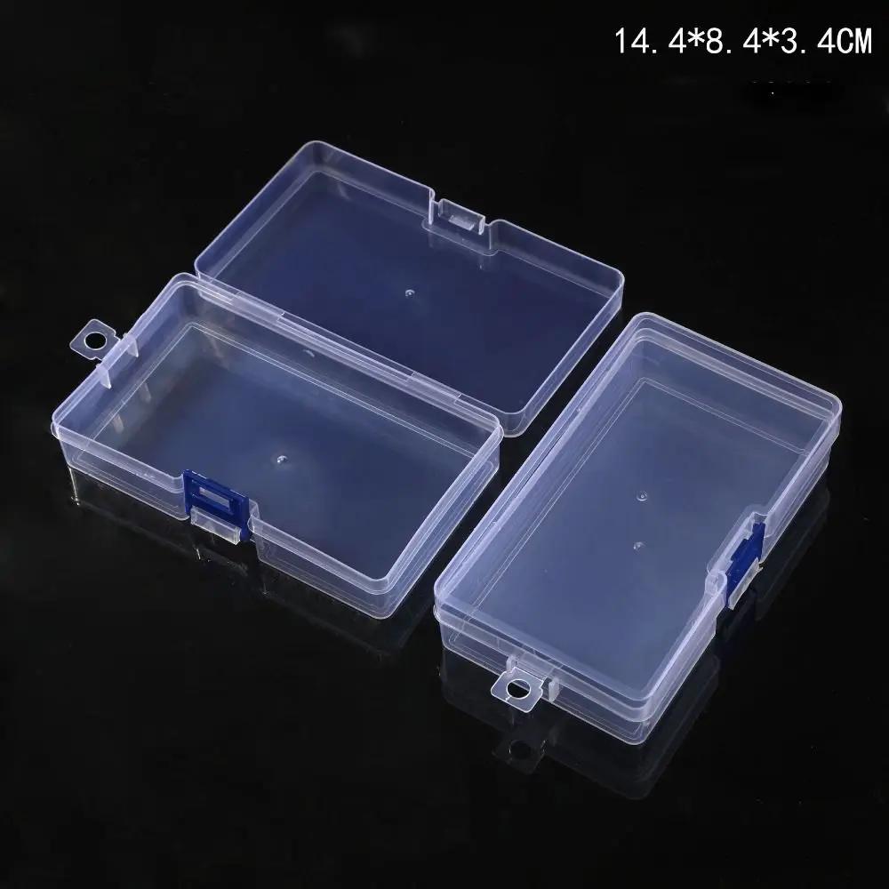 Boîte de rangement carrée en plastique transparent, conteneur pour bijoux, perles, outils de pêche,