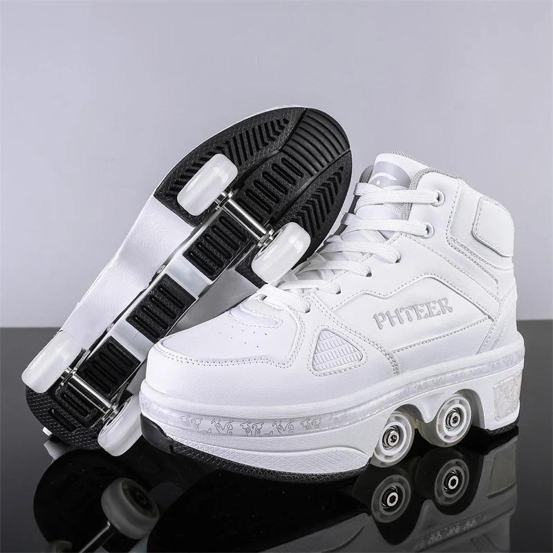 Chaussures de course pour garçons et filles, édition étudiante à quatre roues, chaussures de patinag