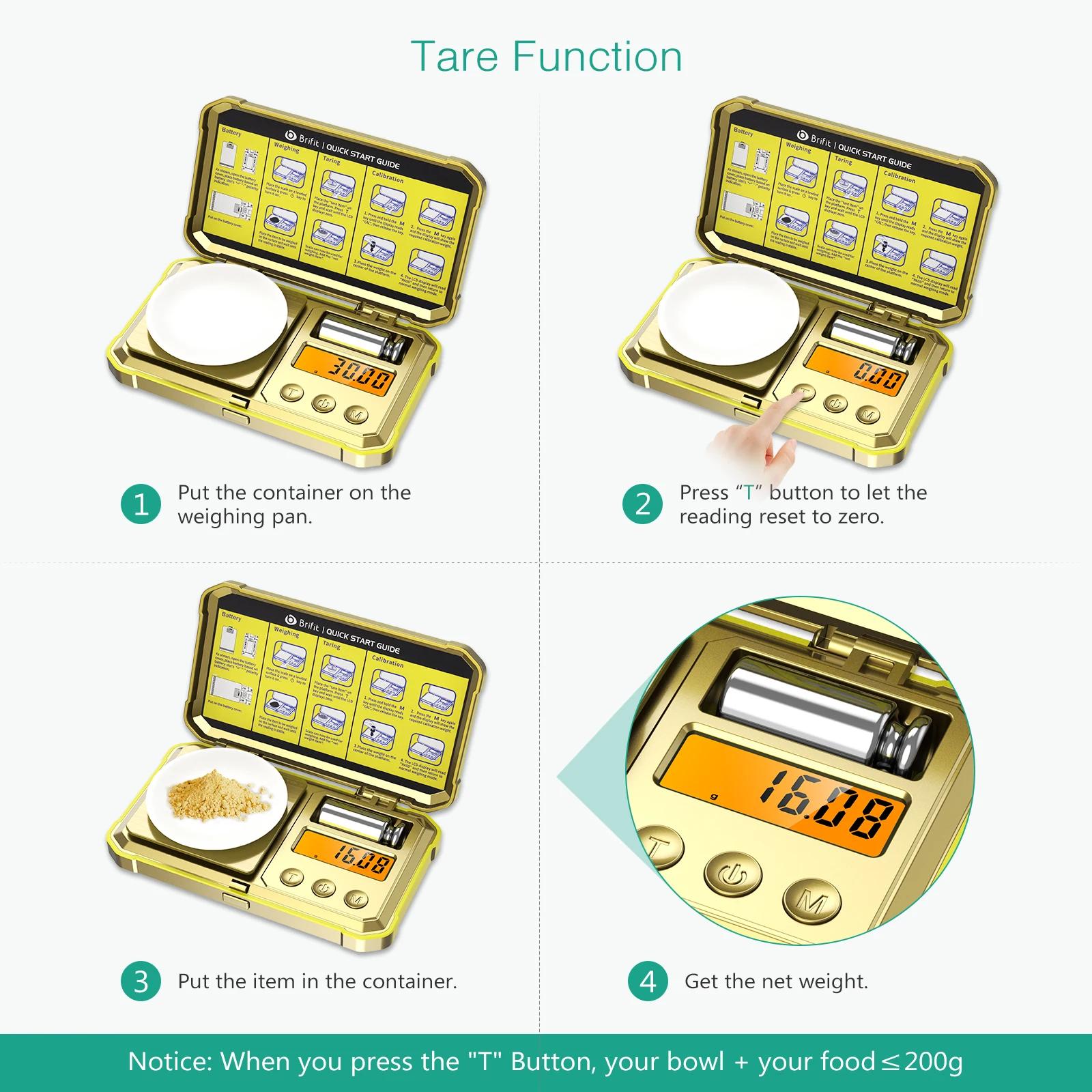 Balance à bijoux numérique 200g 0.01g balances de poche avec poids d'étalonnage 50g balance électron