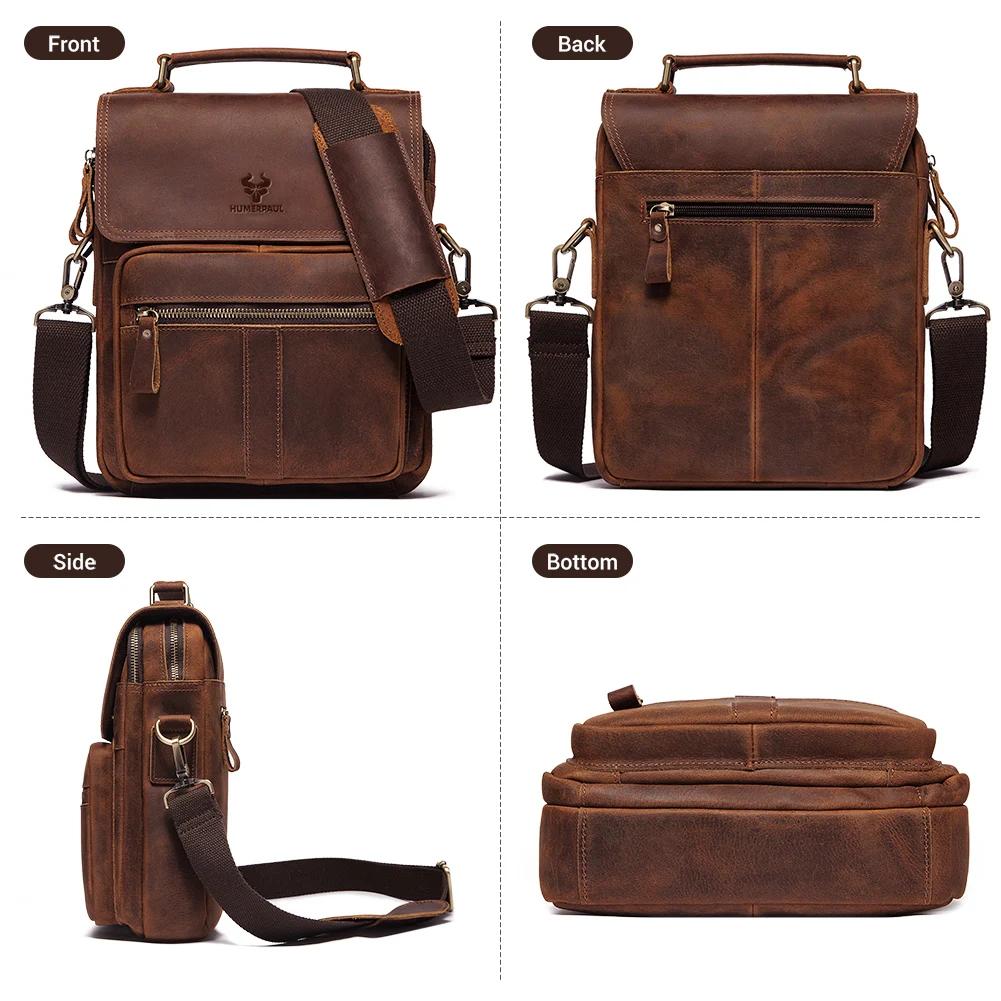 HUMERPAUL sac à bandoulière en cuir véritable pour hommes sacs de messager d'affaires de travail de