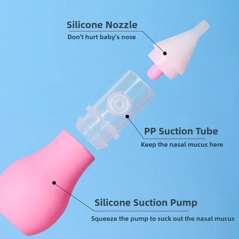 Aspirateur Nasal en Silicone pour bébé, pompe d'aspiration, nettoyeur de nez pour nourrissons, dispo