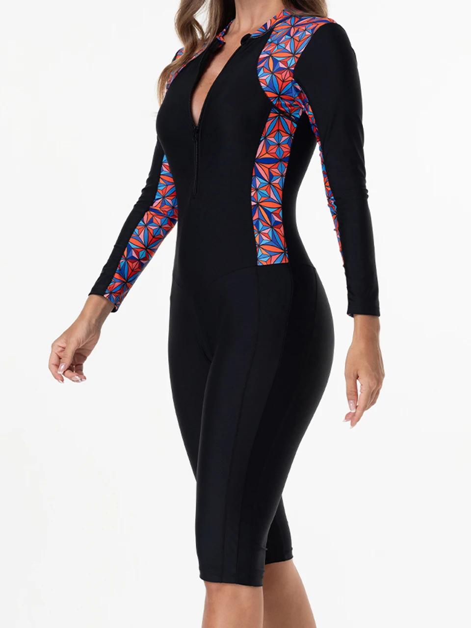 Maillot de Bain Une Pièce Femme 2026 Anti-UV Slim - Patchwork Haute Élasticité pour Surf Natation Plage