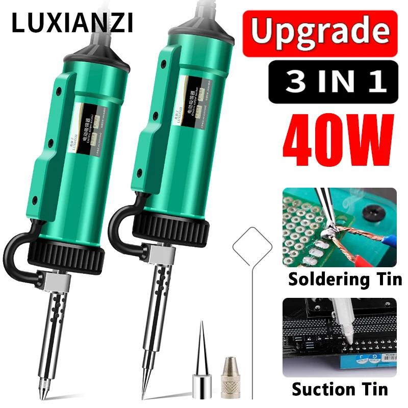 LUXIANZI 40W Machine à dessouder 2IN1 fer à souder électrique aspiration étain ventouse pistolet à v
