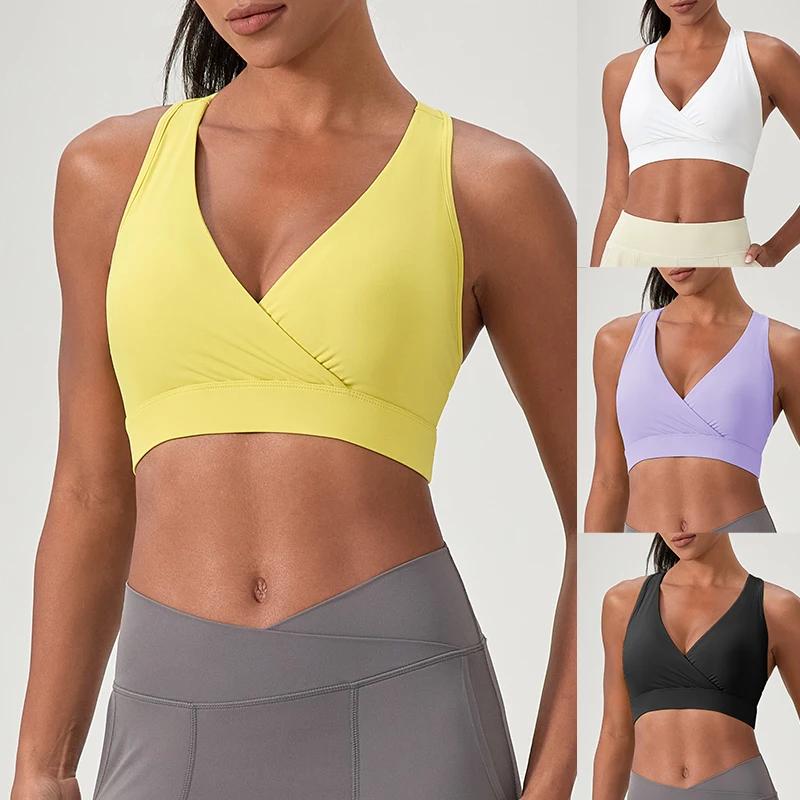 Soutien-gorge de Sport pour femmes, débardeur de Fitness, Yoga, Sexy, décolleté en v profond, sous-v