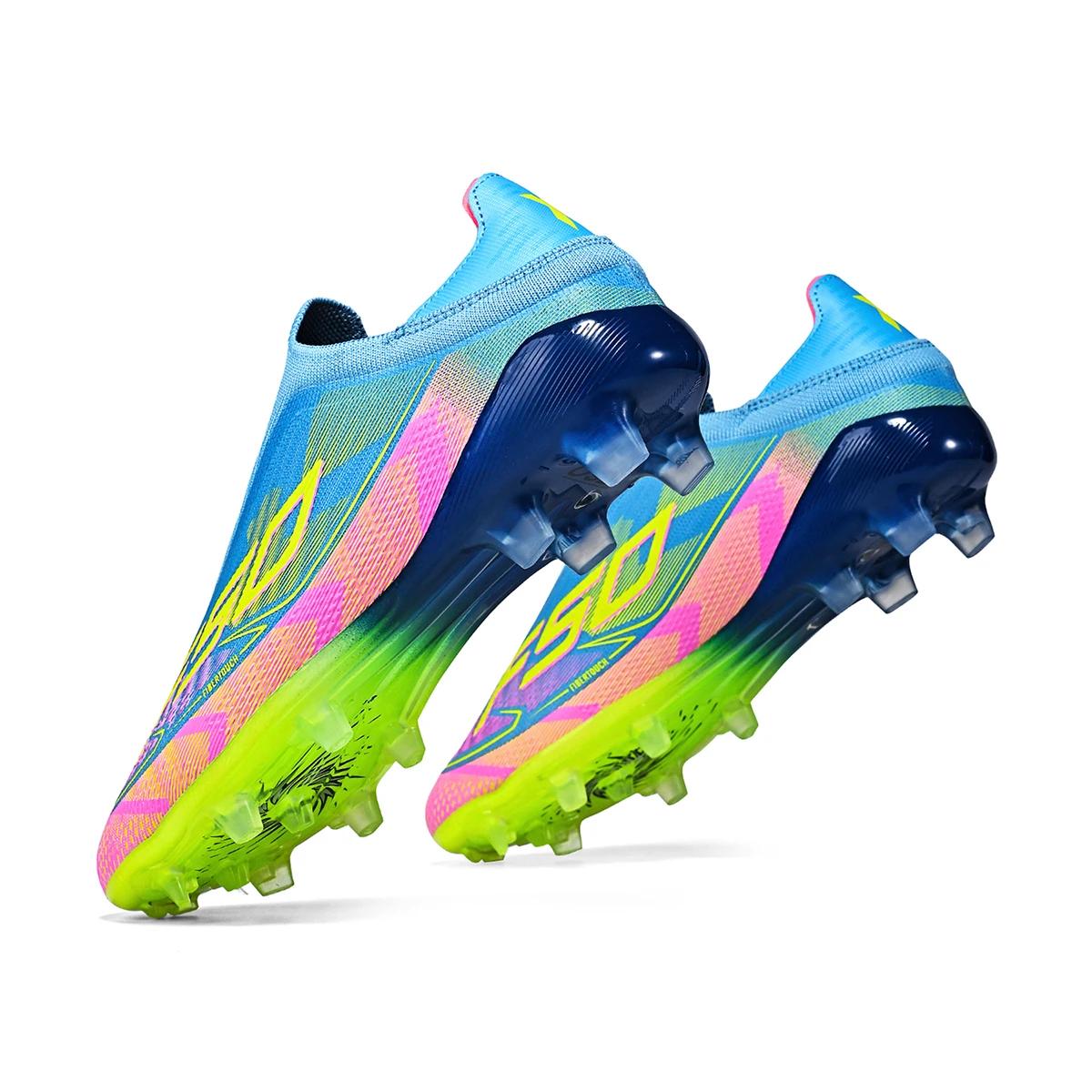 Chaussures de football respirantes pour hommes, chaussures de sport antidérapantes à crampons longs