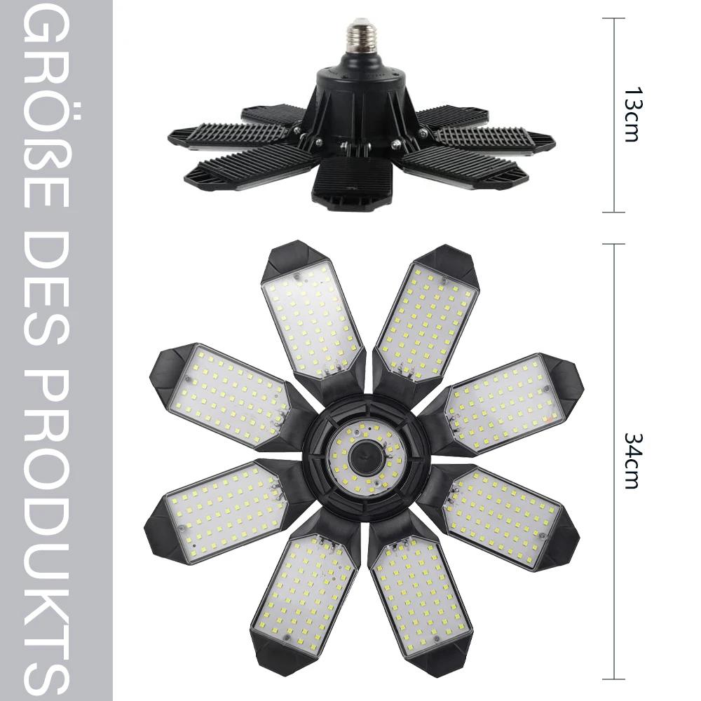 Plafonnier LED pliable avec 10 panneaux réglables, lampe de garage, luminaire industriel, atelier, E