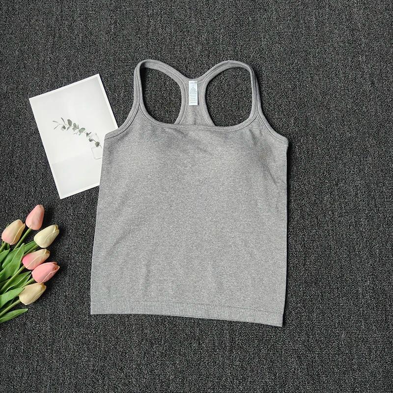 Débardeur de Yoga côtelé sans manches pour femmes, débardeur de gymnastique, Push Up, gilet de Sport