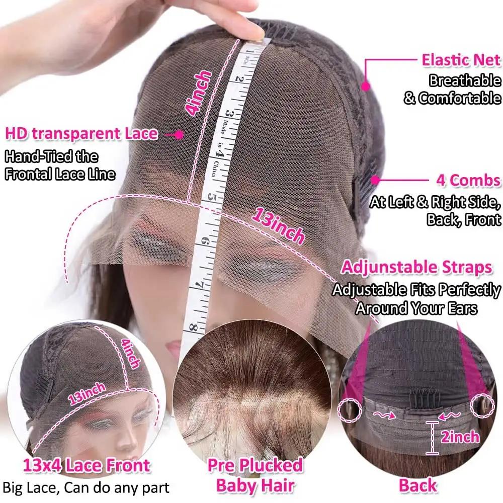 Perruques de cheveux humains de vague de corps brun chocolat 13X4 HD perruques frontales de dentelle