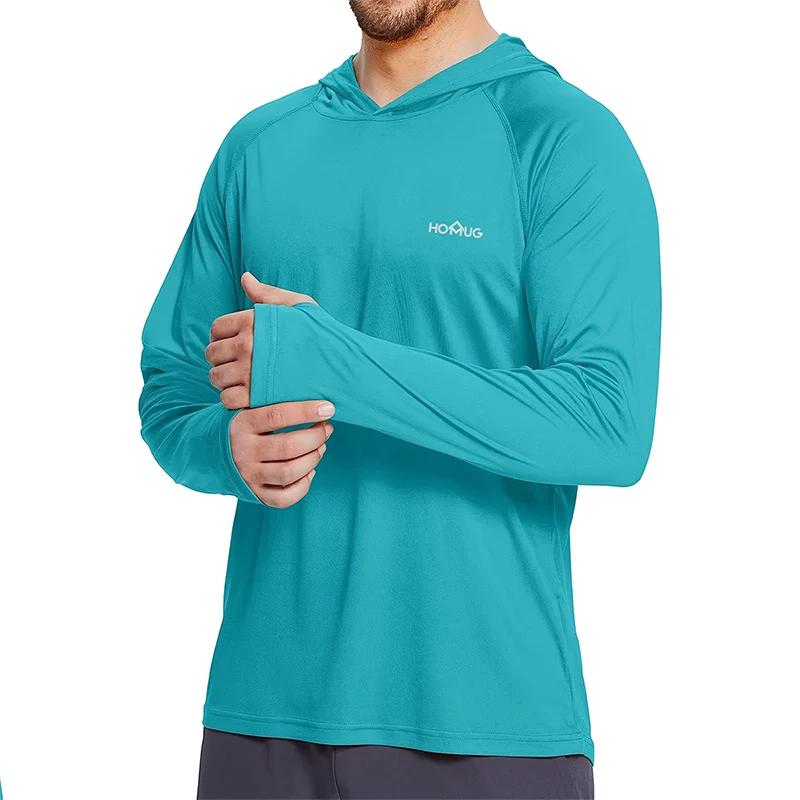 T-Shirt à capuche pour hommes, Performance UPF50 +, manches longues, décontracté, Protection solaire