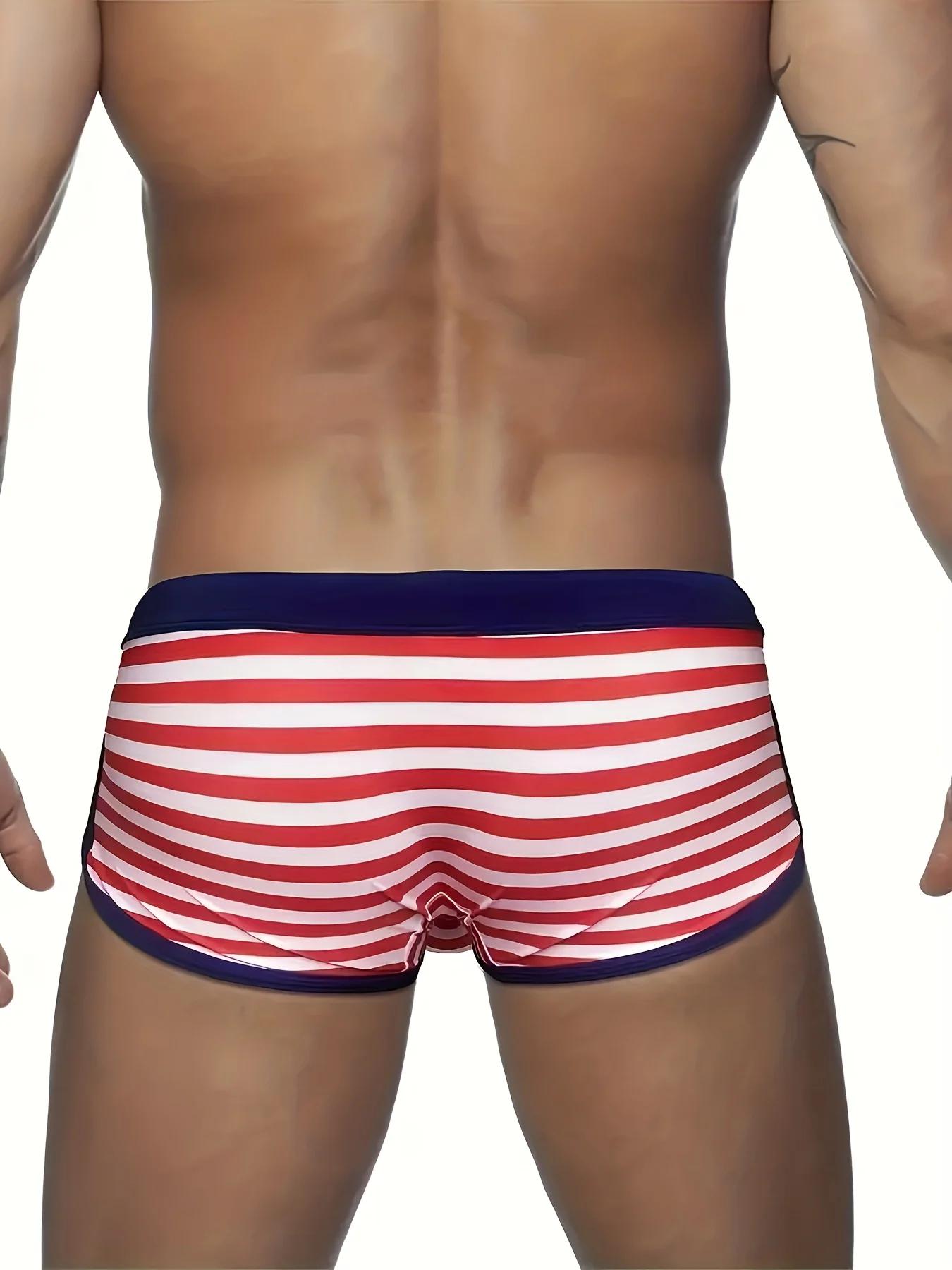 Maillot de bain confortable à rayures pour hommes, vêtements à séchage rapide, adaptés aux plages et