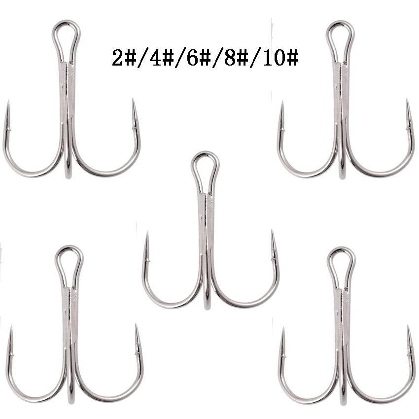 Hameçons triples de pêche aiguisés blancs, matériel de pêche au poisson, outils et accessoires, 10 p