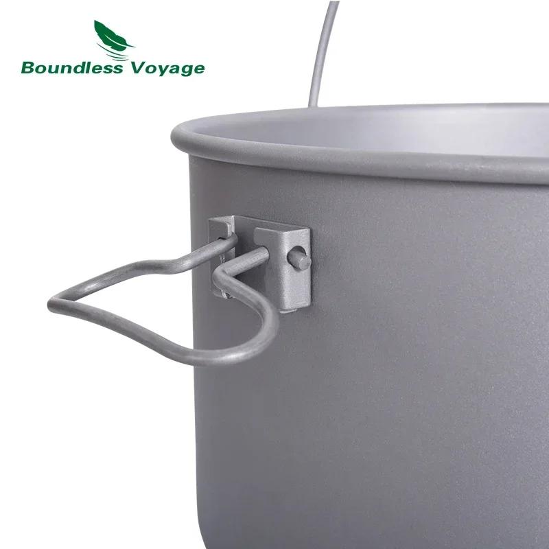 Boundless Voyage-Casseroles de cuisine en titane avec poignée, bouilloire de randonnée, ustensiles d