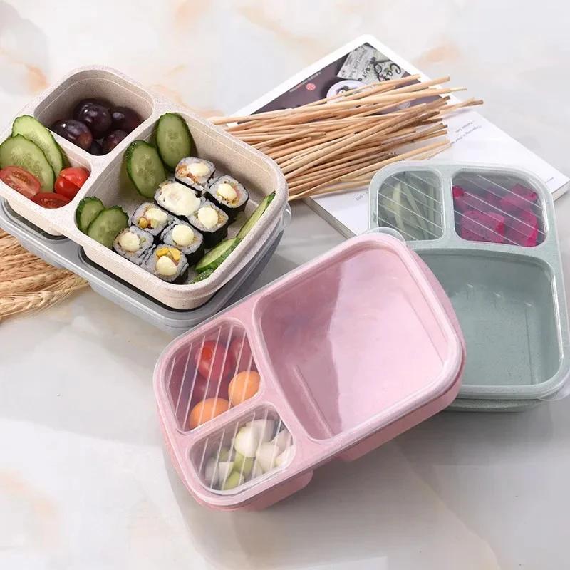 Boîte à déjeuner en paille de blé, boîte à Bento Portable avec compartiment, boîte à Bento de pique-