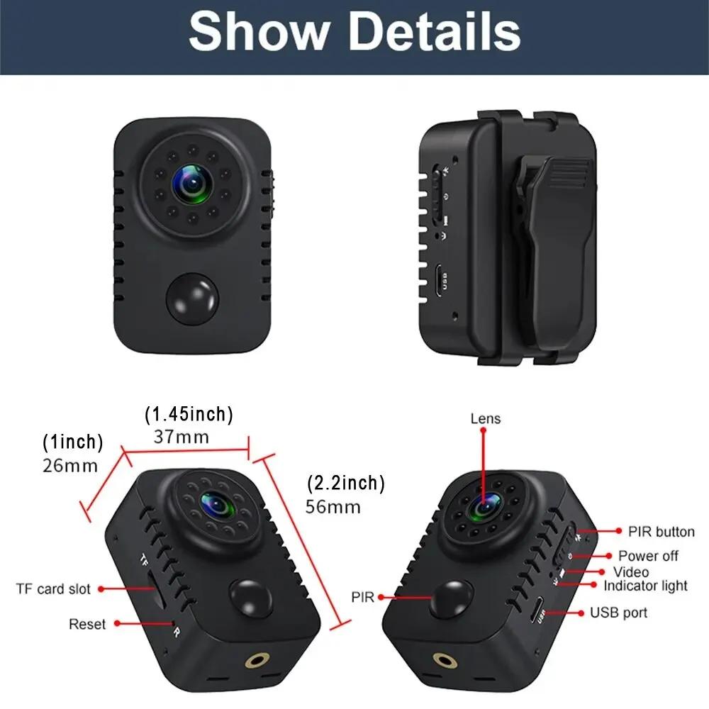 Mini caméra corporelle 1080P Full HD, sécurité intelligente, poche, Vision nocturne, détection de mo