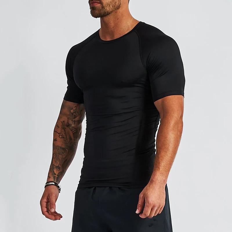 T-shirt compression homme fitness - Haut moulant sans coutures pour sport intensif
