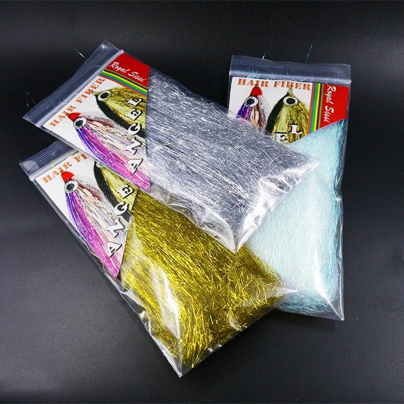 1 paquet de cheveux d'ange de couleur nacré/doré/argent, guirlandes mylar fines et déchiquetées, mat