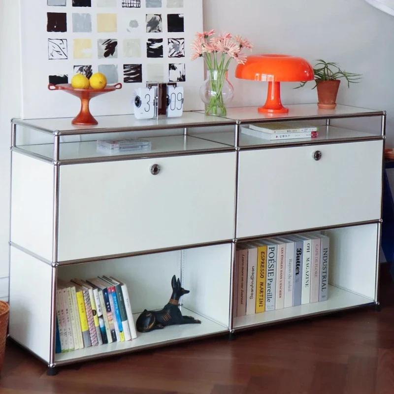 Armoire de cuisine noir et blanc, Module en acier inoxydable 304, armoire de rangement, casier, comm