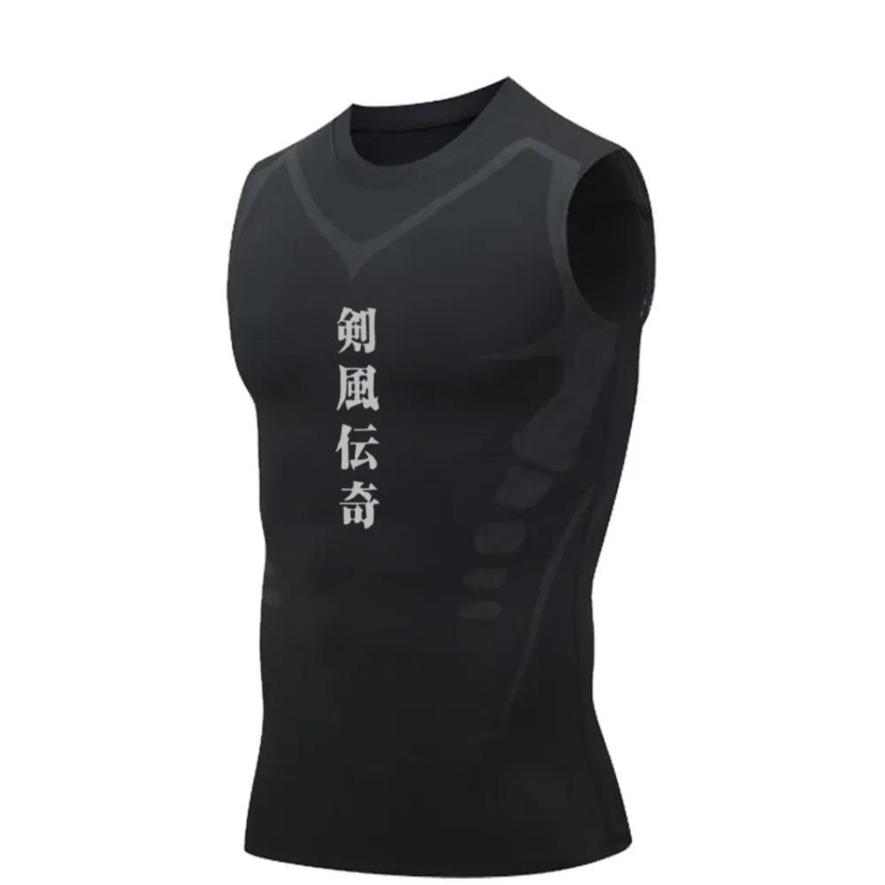 Chemise sans manches à Compression pour hommes, gilet de Sport, Fitness, basket-ball, Manga, débarde