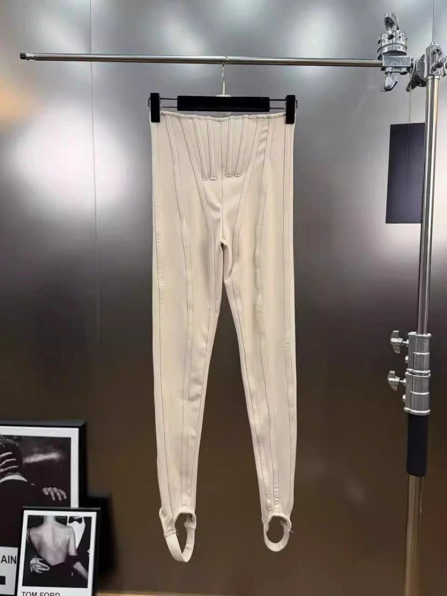 CHICEVER solide épissé plis Chic pantalon femme taille haute minceur Streetwear Design femmes pantal