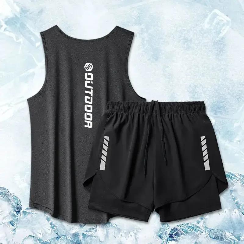 Costume de sport pour hommes - Ensemble deux pièces avec gilet fin et short à séchage rapide