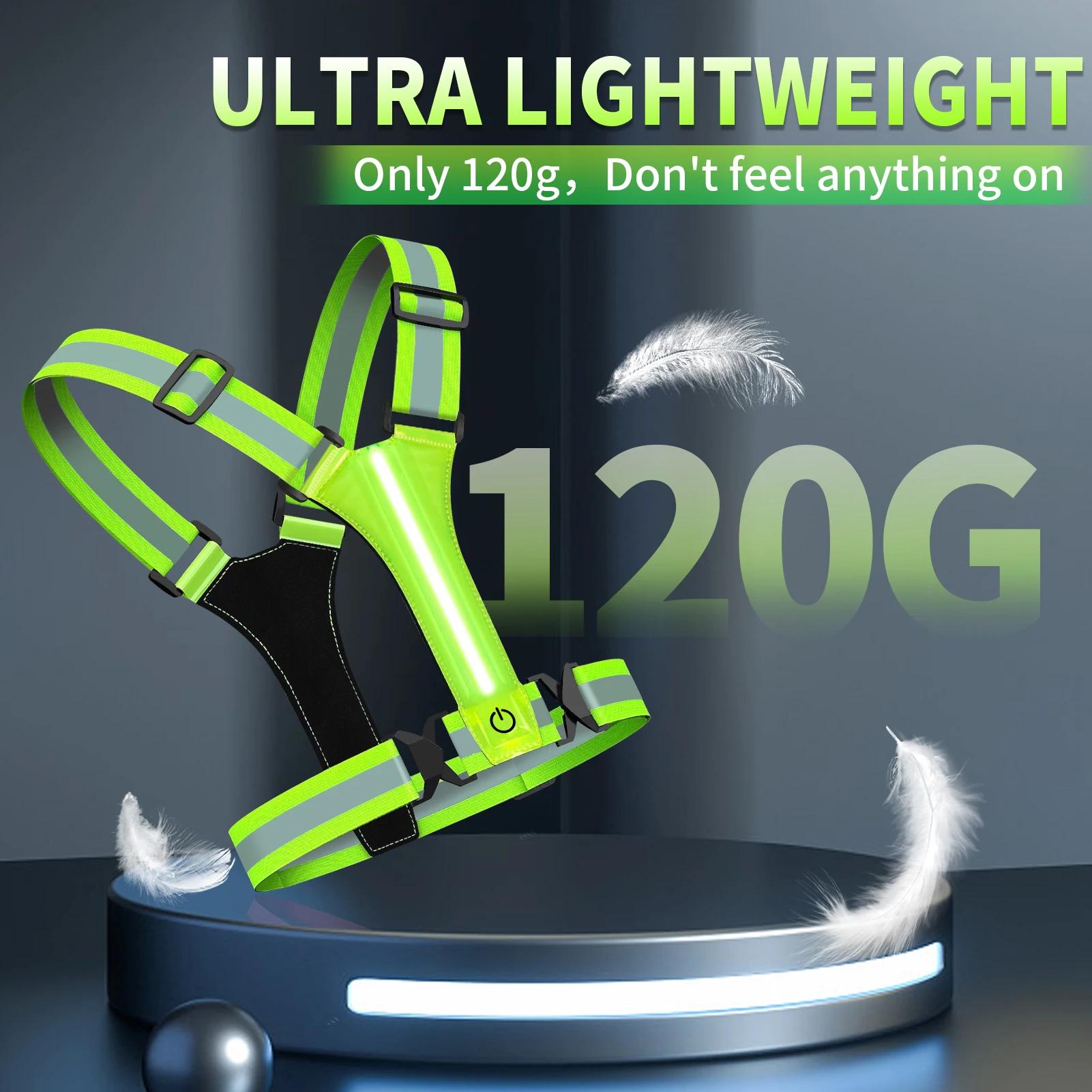Gilet réfléchissant LED, équipement de course, gilet lumineux LED Rechargeable par USB, feux de cour