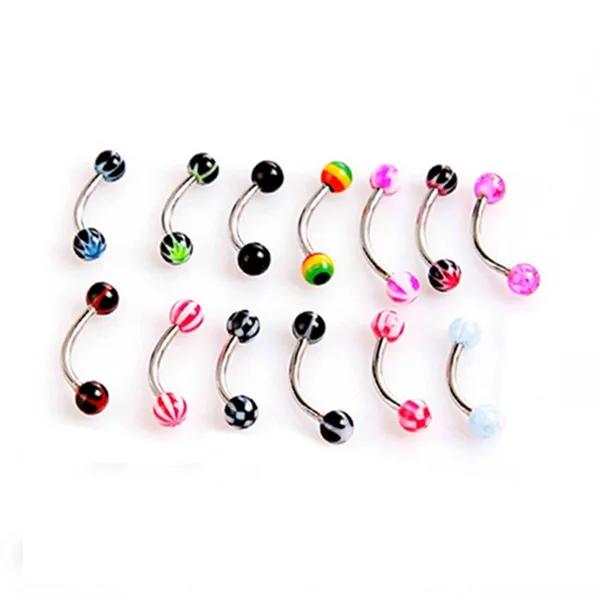 Piercing en Acier Inoxydable Coloré, Boule d'Haltère Incurvée, pour Eyebloguing, Barre Tragus, 20 Pi