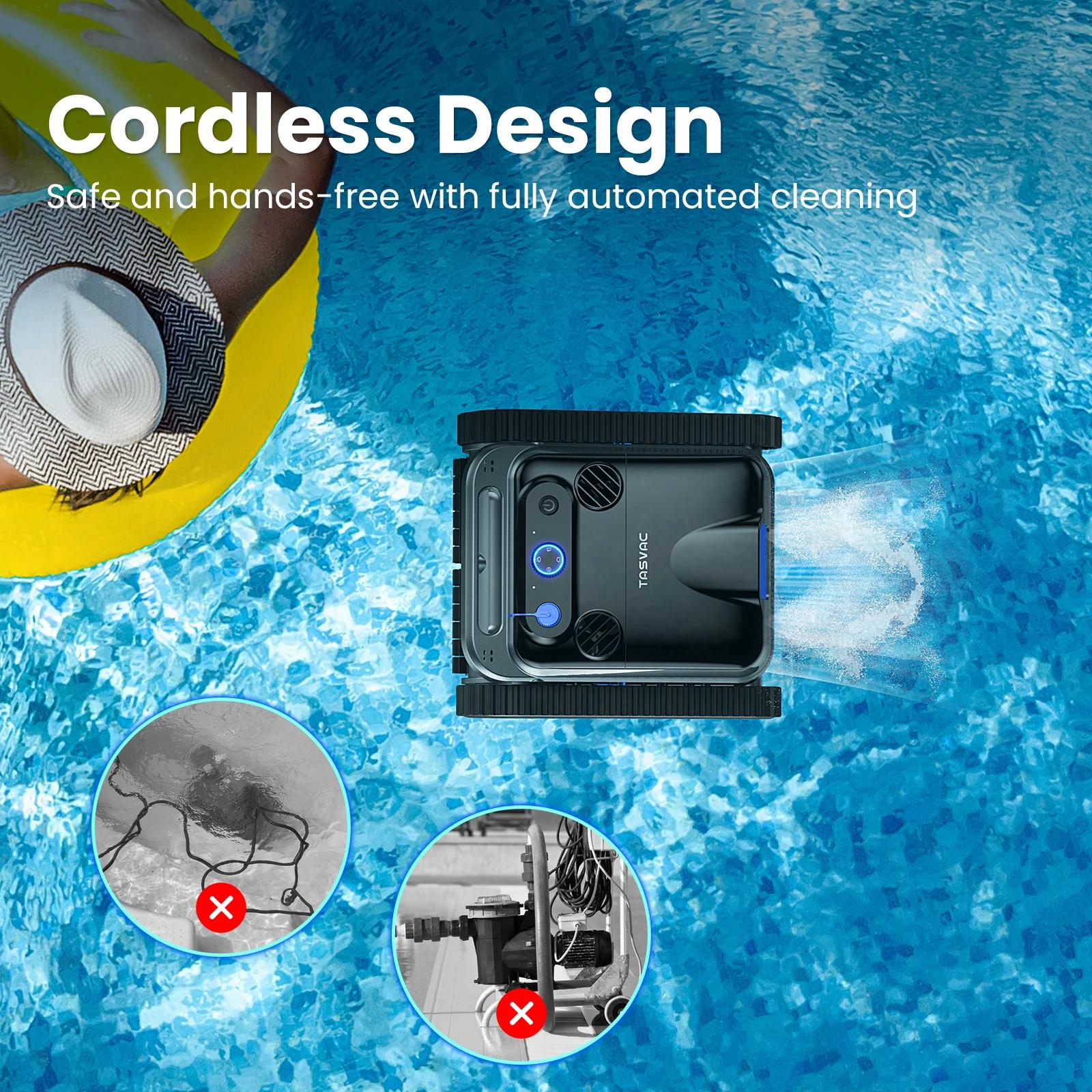 Robot nettoyeur de piscine sans fil, aspirateur de piscine pour piscines enterrées avec 4 moteurs, l