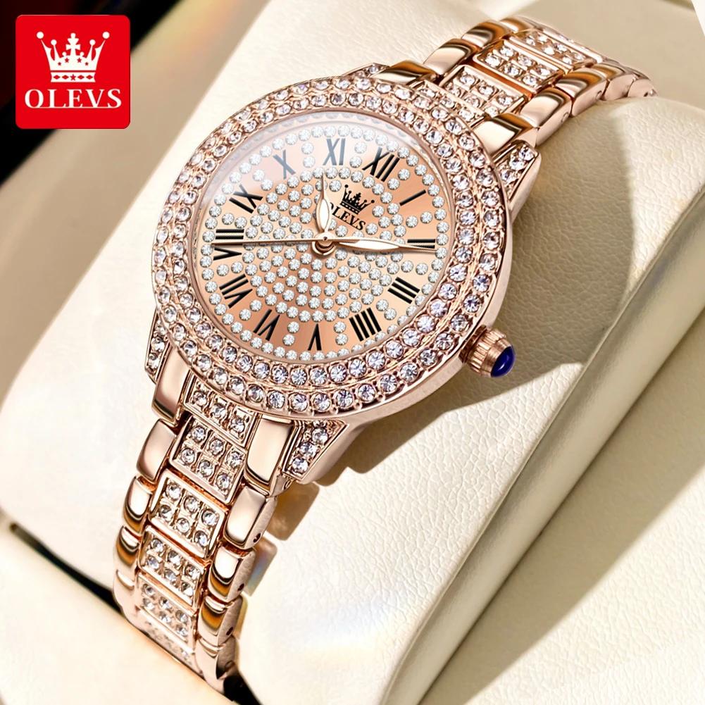 OLEVS – montre-bracelet à Quartz pour femmes, mode originale, cadran romain, diamant éblouissant, ét